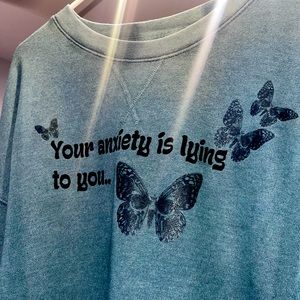 Custom long sleeve, oversized sweatshirt like material.